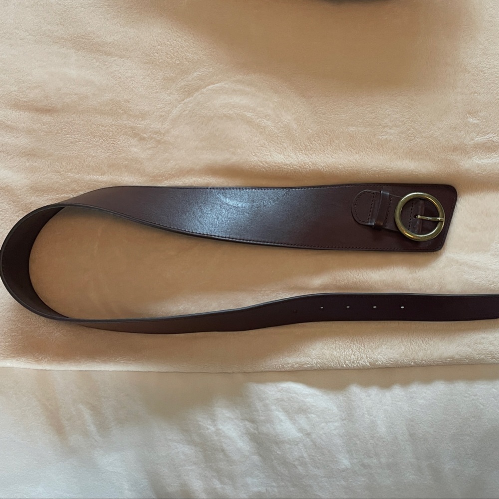 Banana Republic Brown Leather Belt with Gold Buckle